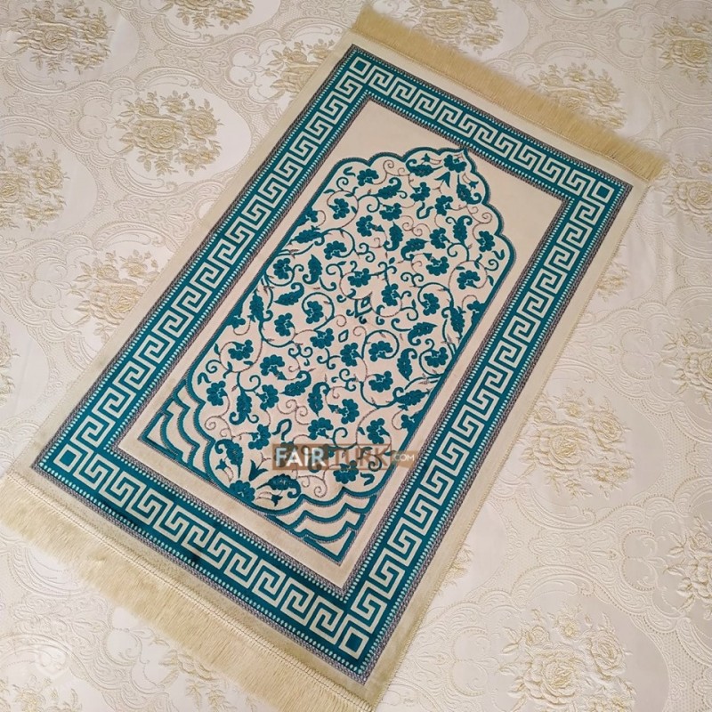 Turquoise Color Soft Plush Muslim Prayer Mat Kocgifts