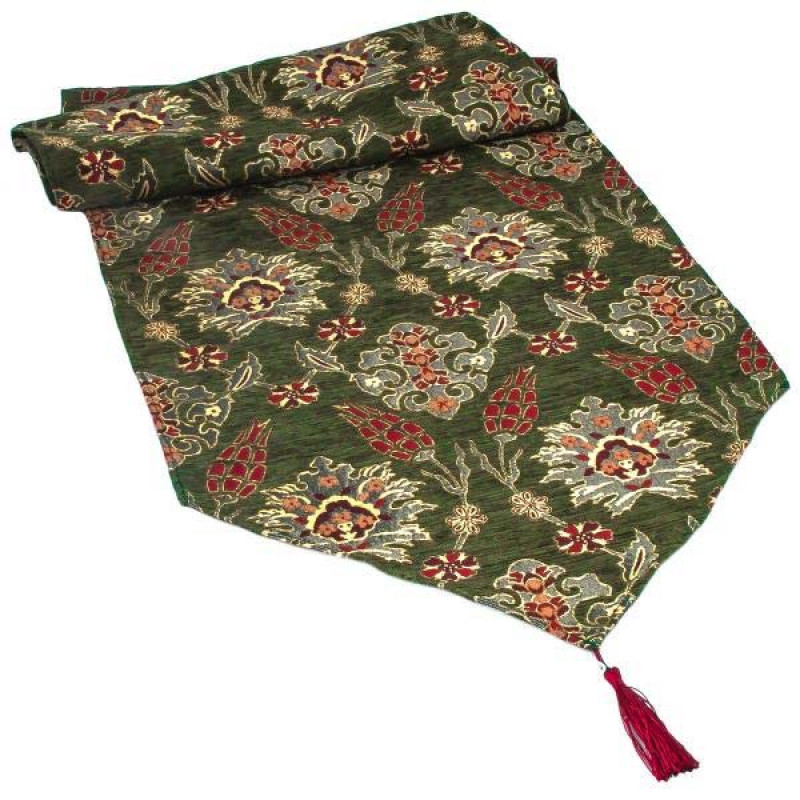 dark green table runner