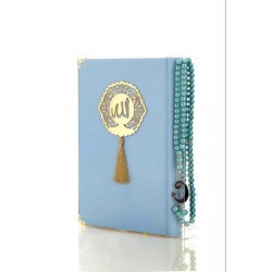 Blue Holy Quran Book With Prayer Beads Tasbeeh