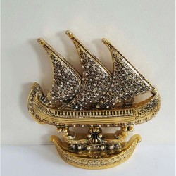 Crystal Coated Esma ul Husna Ship Design Islamic Sculpture