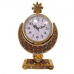 Gold Color Crsytal Coated Islamic Table Clock