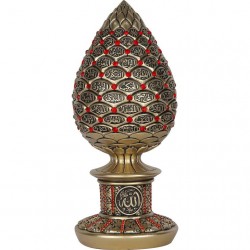 Gold Color Pine Cone Design Islamic Gift With Red Stones