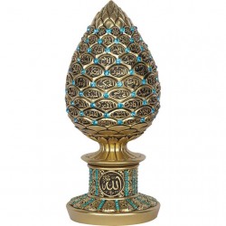 Gold Color Pine Cone Design Islamic Gift With Turquoisse Stones