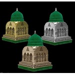 Green Velvet Coated Masjid Nabawi Islamic Table Decor Gold Color
