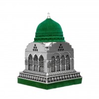 Green Velvet Coated Masjid Nabawi Islamic Table Decor Silver Color