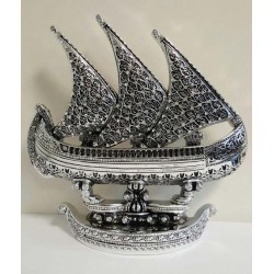 Silver Color Esma Ul Husna Ship Design Islamic Sculpture