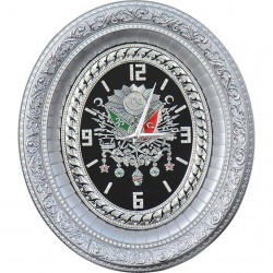 Silver Color Wall Clock With Ottoman Logo