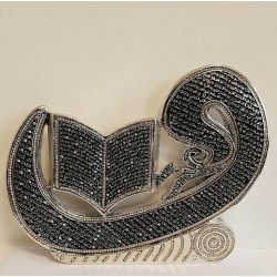 Silver Waw and Asma ul Husna Islamic Sculpture Table Decor