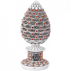 White Color Pine Cone Design Islamic Gift With Red Stones
