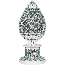White Color Pine Cone Design Islamic Gift With Turquoise Stones