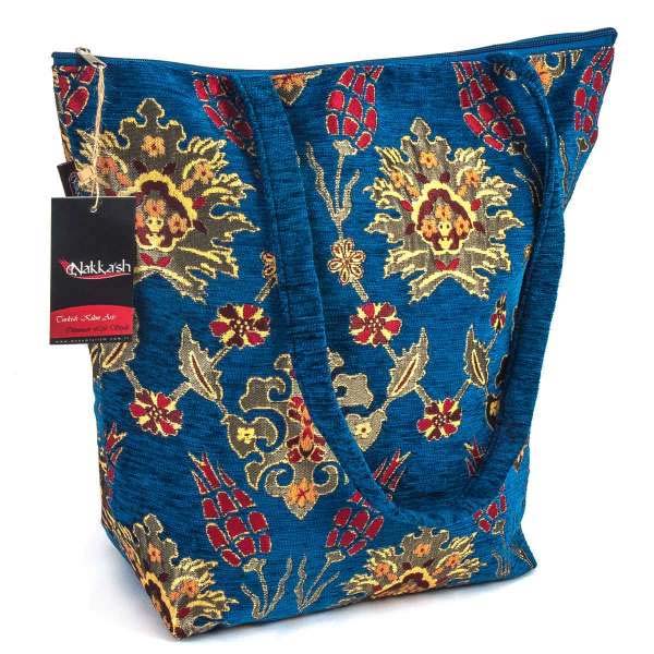 Blue Colour Handmade Vintage Design Kilim Bag