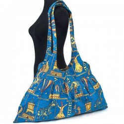 Pleated Handmade Blue Kilim Bag Hand