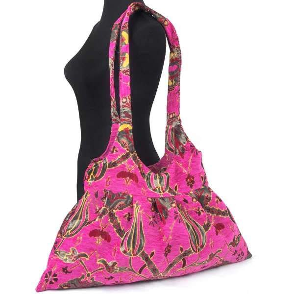 Pleated Handmade Pink Kilim Bag
