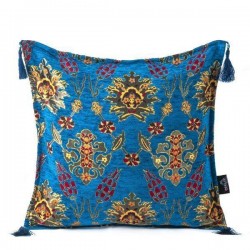 2x Blue Handmade Turkish Kilim Pillow Case Tulip Design