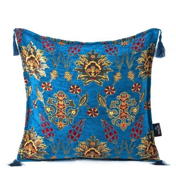 2x Blue Handmade Turkish Kilim Pillow Case Tulip Design
