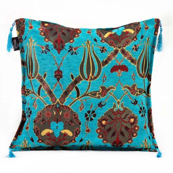 2x Blue Turkish Kilim Pillow Case Tulip Design