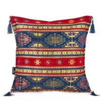 2x Red - Blue  Color Kilim Pattern Turkish Pillow Case Set 