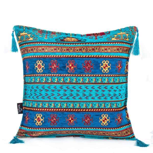 2x Turquois - Blue Turkish Kilim Pillow Case