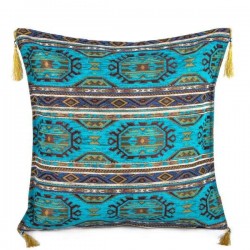 2x Turquoisse Color Kilim Pattern Turkish Pillow Case Set 2265