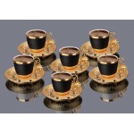 Organic Dyed Luxury Gold Color Coffee Set Black Cups