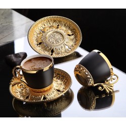 Organic Dyed Luxury Gold Color Coffee Set Black Cups