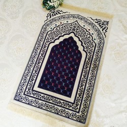 Cream Color Velvel Muslim Prayer Rug