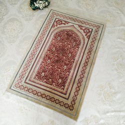 Cream Color Velvet Muslim Prayer Mat Sajjadah
