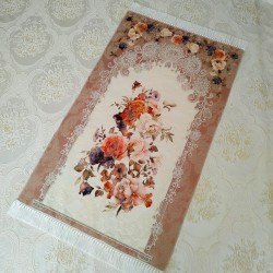 Light Pink Color Luxury Floral Soft Plush Prayer Mat