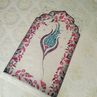 Luxury Turquoise Color Tulip Design Embroidered Prayer Mat