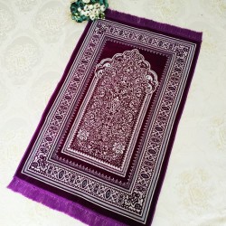 Pink Color Velvet Muslim Turkish Prayer Mat Sajjadah