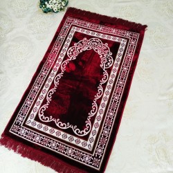 Red Soft Plush Muslim Prayer Mat Sajjadah