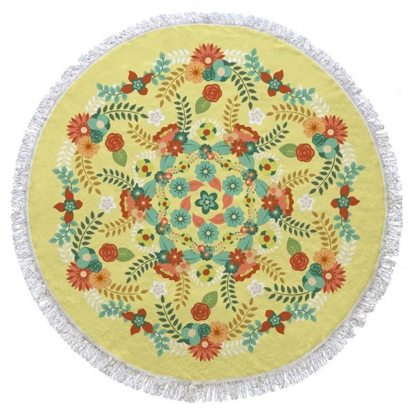 Floral Design Round Beach Blanket