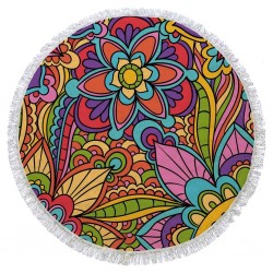 Floral Design Turkish Round Beach Towel