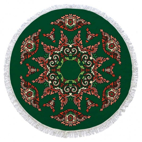 Green Full Cotton Round Turkish Beach Towel