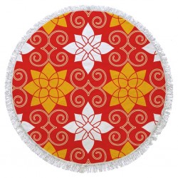 Orange Turkish Round Beach Towel Digital Printed