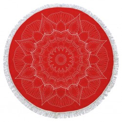 Red Round Beach Towel %100 Turkish Cotton