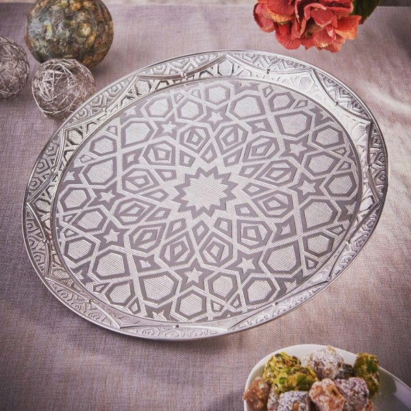 2018 Collection Round Silver Tea Serving Tray