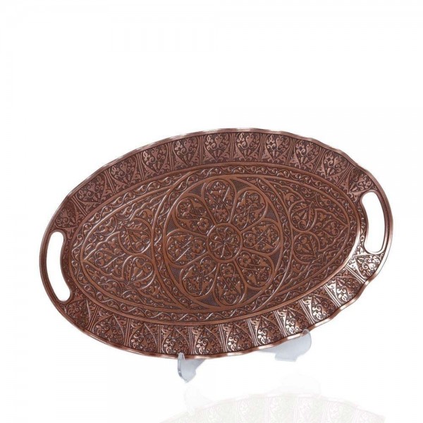 Ellipse Copper Plated  Decorative Ottoman Serving Tray