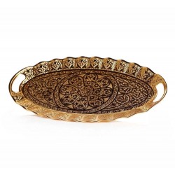Ellipse Gold Color  Decorative Ottoman Serving Tray