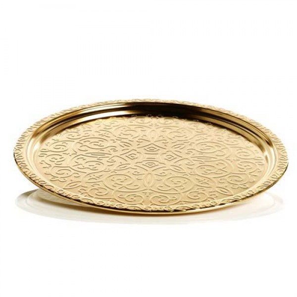Gold Colour Plated Large Turkish Serving Tray  35 cm