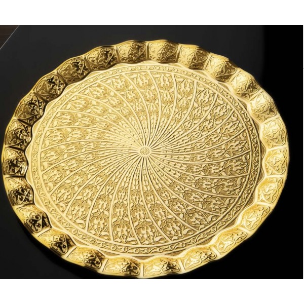 Gold Plated Ottoman Serving Tray  35 cm