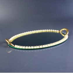 Golden Ellipse Mirrored Vanity  Serving Tray