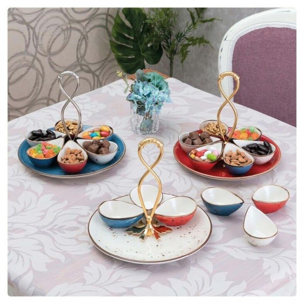 Hanger Model Appetizer Serving Tray With 6 Pcs Ceramic Bowls