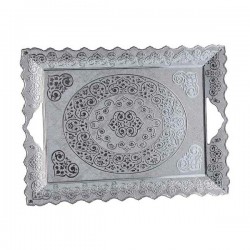 Large Middle Eastern Silver Plated Serving Tray