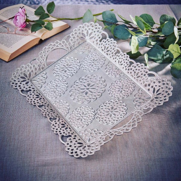 Latest Silver Middle Eastern Tea Serving Tray