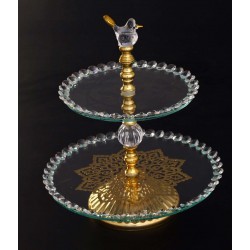 Ottoman Style Two Tier Round Glass Serving Tray