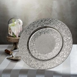 Silver Color Under Plate Ottoman Serving Tray 30 cm
