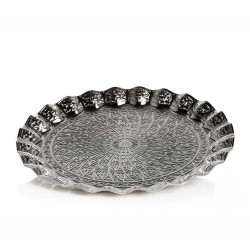 Silver Ottoman Round Serving Tray  25 cm