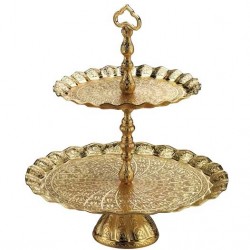 Two Tier Oval Gold Colour Fruit Serving Tray