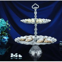 Two Tier Oval Silver Plated  Fruit - Cookie Serving Tray